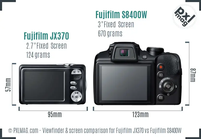 Fujifilm JX370 vs Fujifilm S8400W Screen and Viewfinder comparison Fujifilm JX370 vs Fujifilm S8400W Screen and Viewfinder comparison