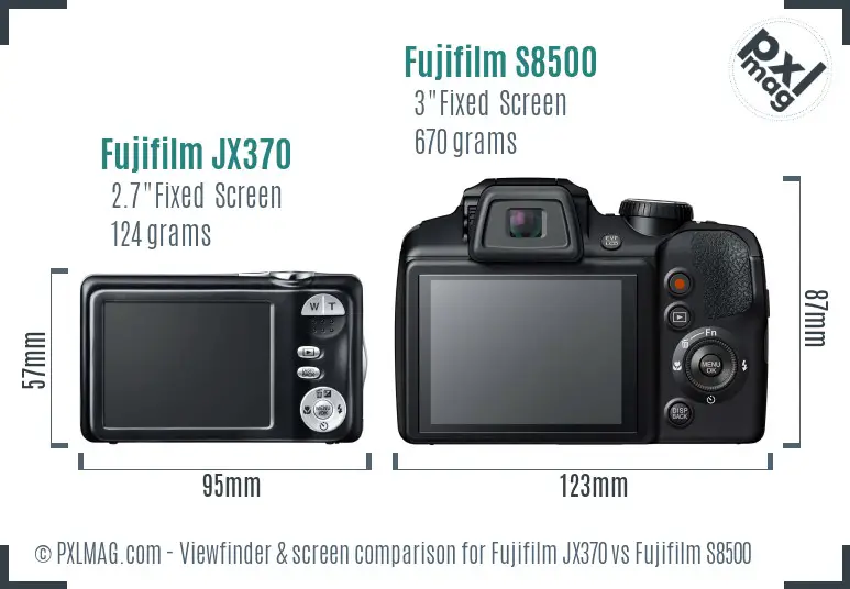 Fujifilm JX370 vs Fujifilm S8500 Screen and Viewfinder comparison