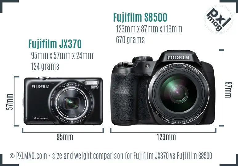 Fujifilm JX370 vs Fujifilm S8500 size comparison
