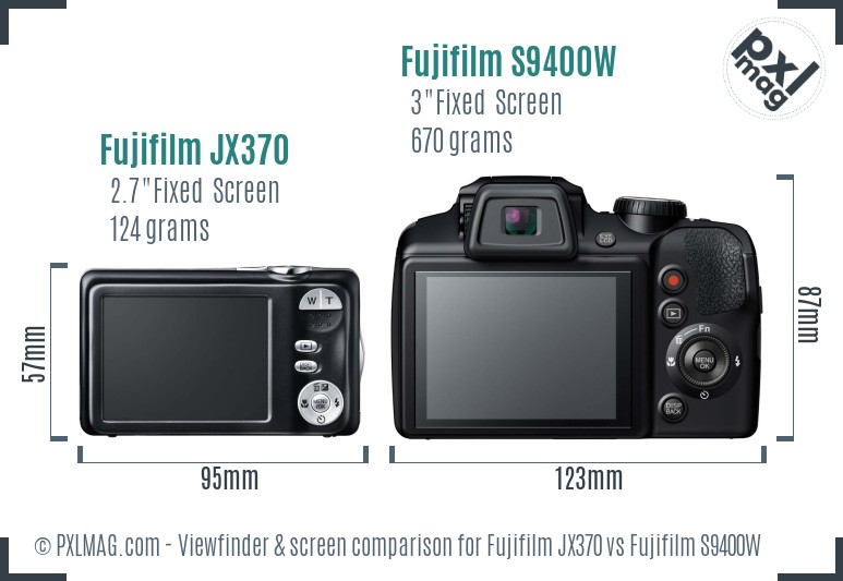Fujifilm JX370 vs Fujifilm S9400W Screen and Viewfinder comparison