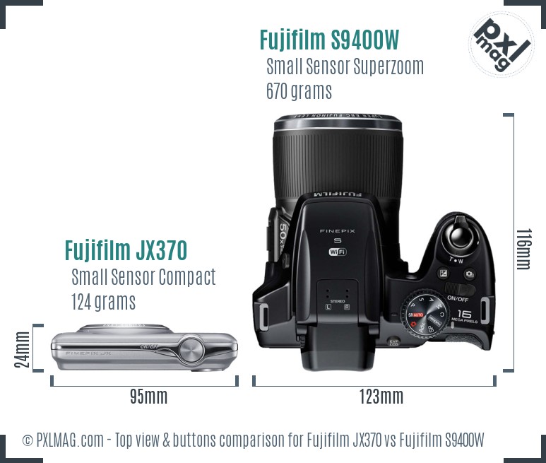 Fujifilm JX370 vs Fujifilm S9400W top view buttons comparison