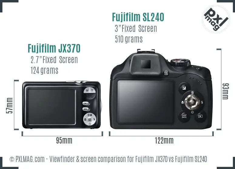 Fujifilm JX370 vs Fujifilm SL240 Screen and Viewfinder comparison Fujifilm JX370 vs Fujifilm SL240 Screen and Viewfinder comparison