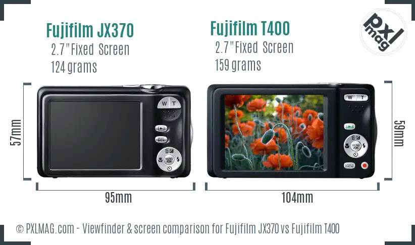 Fujifilm JX370 vs Fujifilm T400 Screen and Viewfinder comparison