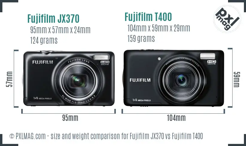 Fujifilm JX370 vs Fujifilm T400 size comparison