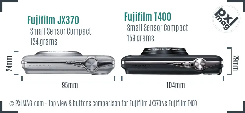 Fujifilm JX370 vs Fujifilm T400 top view buttons comparison