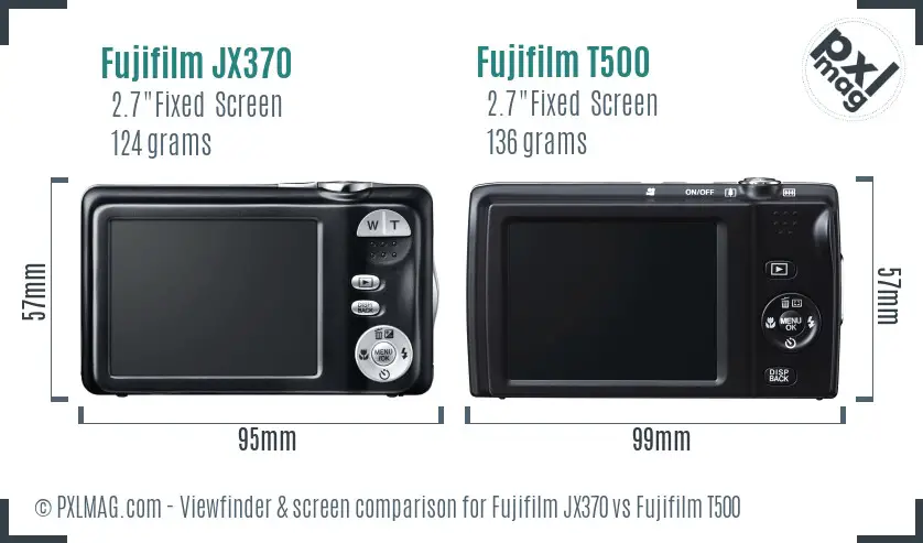 Fujifilm JX370 vs Fujifilm T500 Screen and Viewfinder comparison