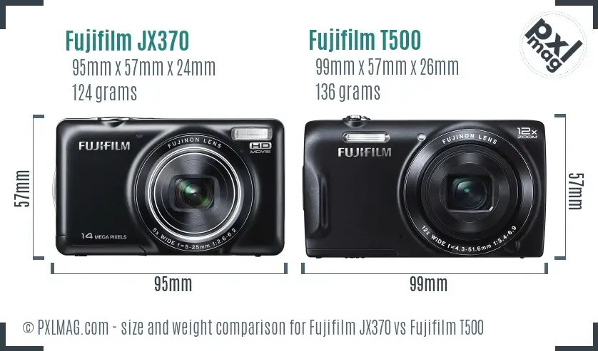Fujifilm JX370 vs Fujifilm T500 size comparison