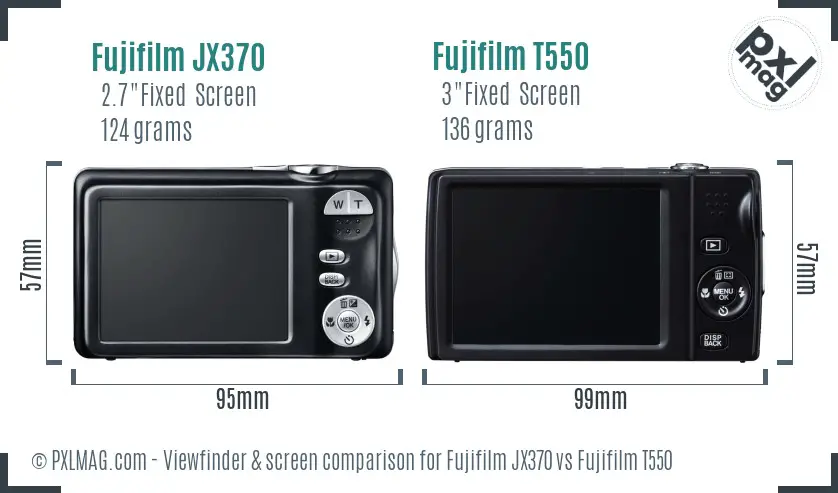 Fujifilm JX370 vs Fujifilm T550 Screen and Viewfinder comparison