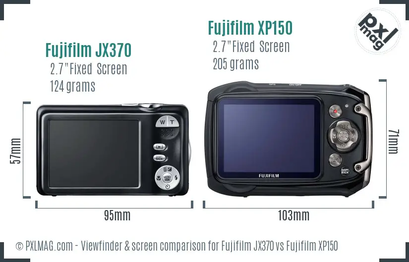 Fujifilm JX370 vs Fujifilm XP150 Screen and Viewfinder comparison