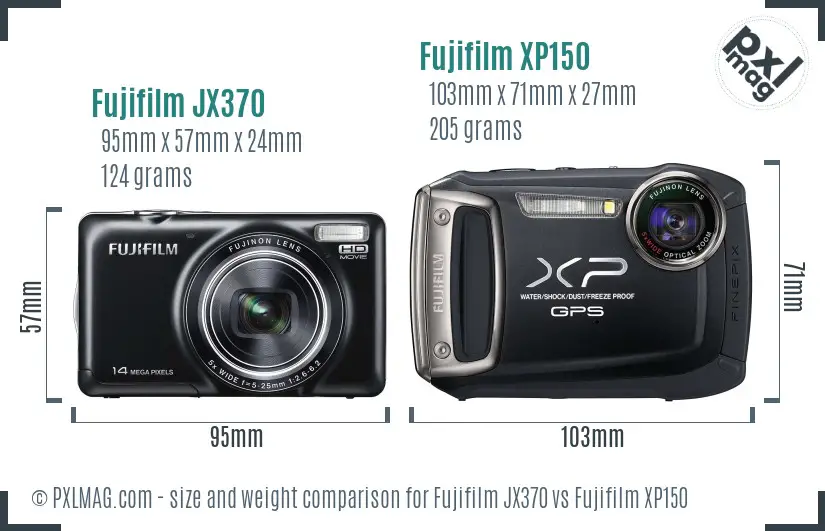 Fujifilm JX370 vs Fujifilm XP150 size comparison