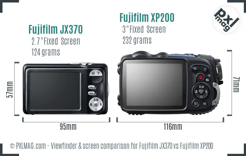 Fujifilm JX370 vs Fujifilm XP200 Screen and Viewfinder comparison