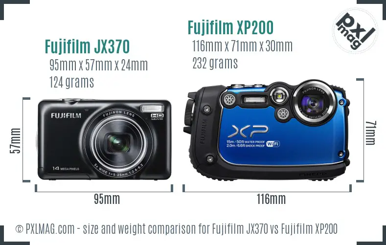 Fujifilm JX370 vs Fujifilm XP200 size comparison