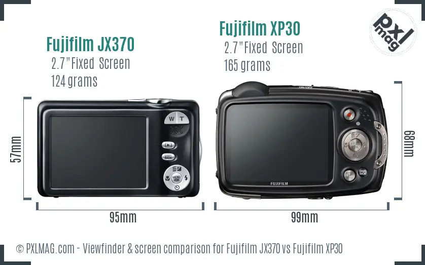 Fujifilm JX370 vs Fujifilm XP30 Screen and Viewfinder comparison