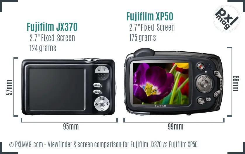 Fujifilm JX370 vs Fujifilm XP50 Screen and Viewfinder comparison