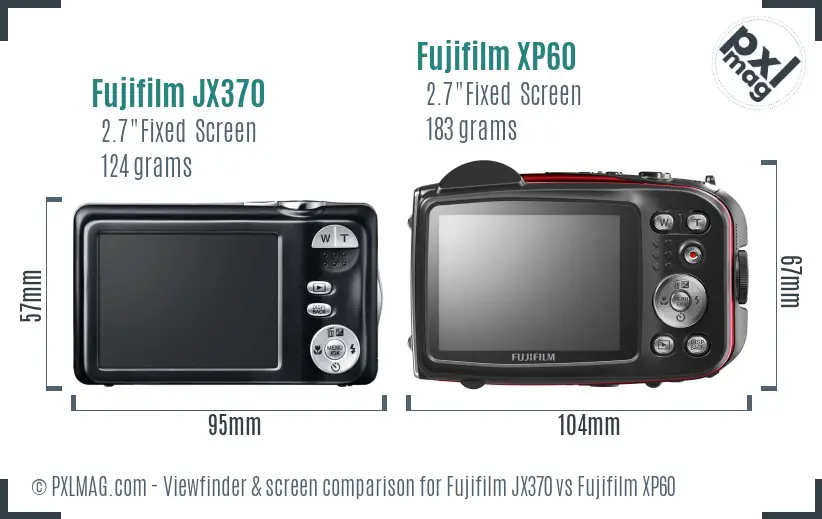 Fujifilm JX370 vs Fujifilm XP60 Screen and Viewfinder comparison