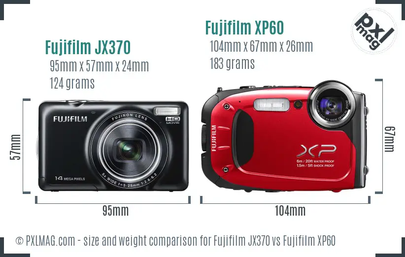 Fujifilm JX370 vs Fujifilm XP60 size comparison
