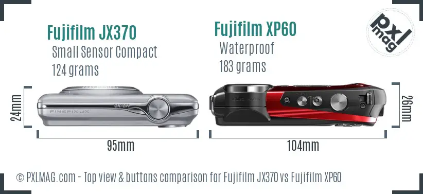 Fujifilm JX370 vs Fujifilm XP60 top view buttons comparison