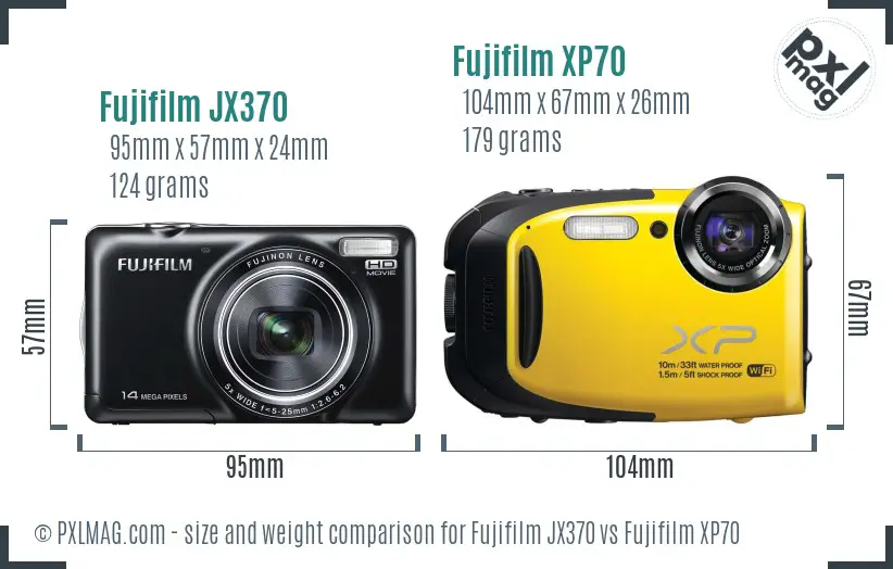 Fujifilm JX370 vs Fujifilm XP70 size comparison