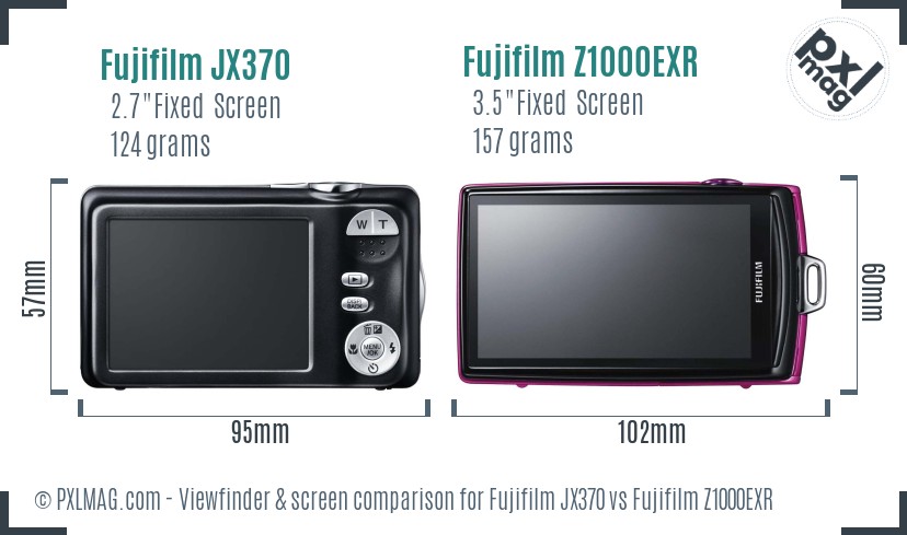 Fujifilm JX370 vs Fujifilm Z1000EXR Screen and Viewfinder comparison