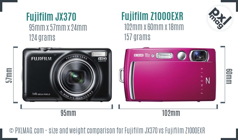 Fujifilm JX370 vs Fujifilm Z1000EXR size comparison