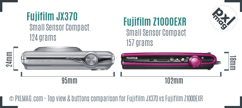 Fujifilm JX370 vs Fujifilm Z1000EXR top view buttons comparison