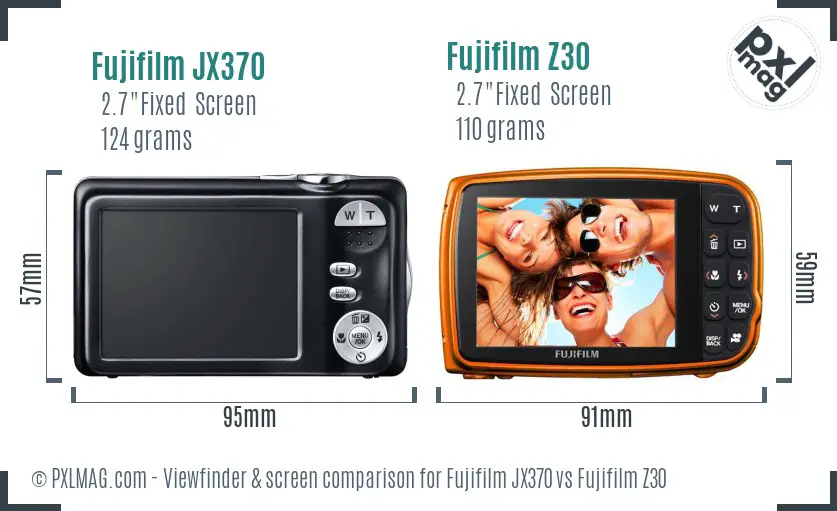 Fujifilm JX370 vs Fujifilm Z30 Screen and Viewfinder comparison