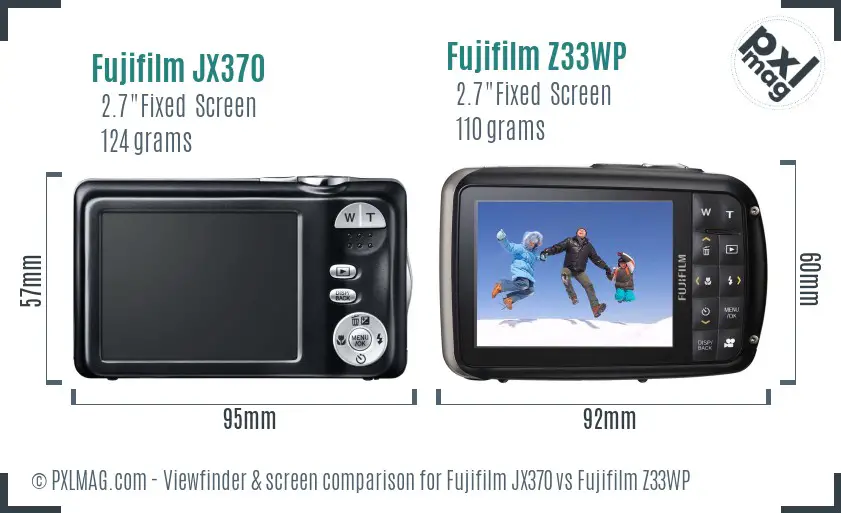 Fujifilm JX370 vs Fujifilm Z33WP Screen and Viewfinder comparison