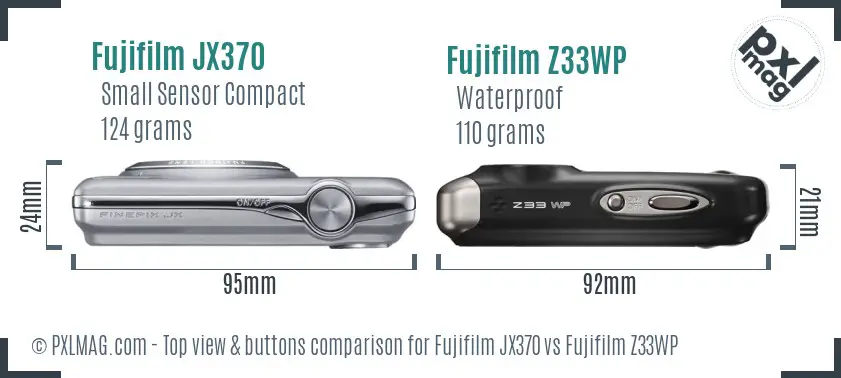 Fujifilm JX370 vs Fujifilm Z33WP top view buttons comparison