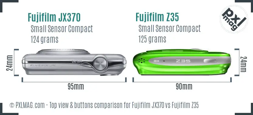 Fujifilm JX370 vs Fujifilm Z35 top view buttons comparison