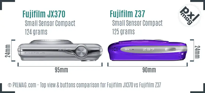 Fujifilm JX370 vs Fujifilm Z37 top view buttons comparison