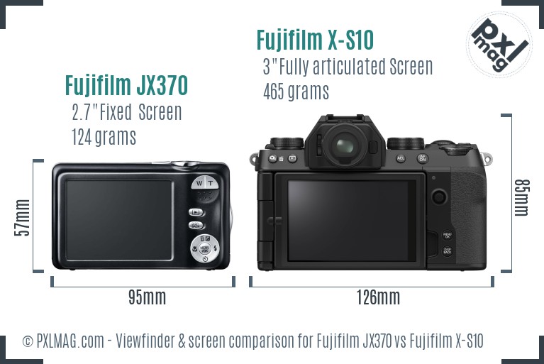 Fujifilm JX370 vs Fujifilm X-S10 Screen and Viewfinder comparison