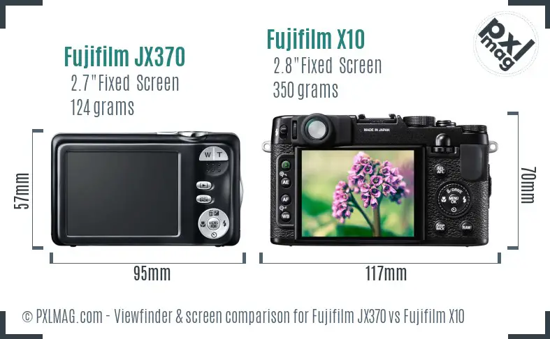 Fujifilm JX370 vs Fujifilm X10 Screen and Viewfinder comparison