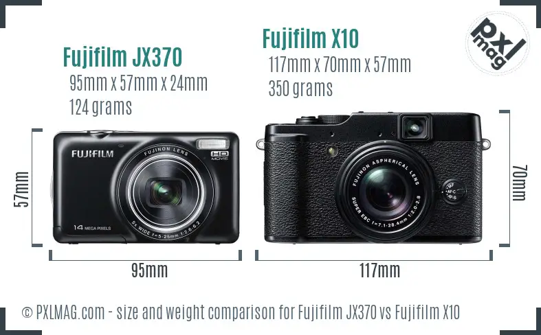 Fujifilm JX370 vs Fujifilm X10 size comparison