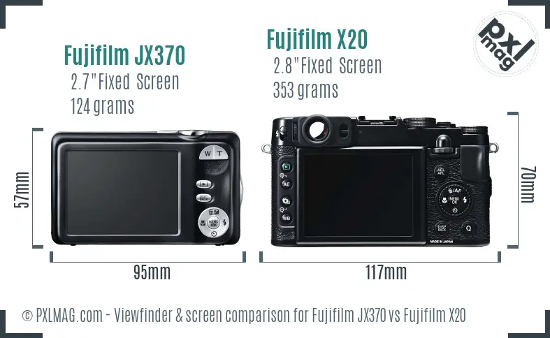 Fujifilm JX370 vs Fujifilm X20 Screen and Viewfinder comparison