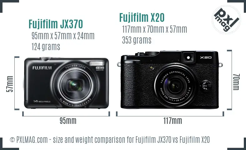 Fujifilm JX370 vs Fujifilm X20 size comparison