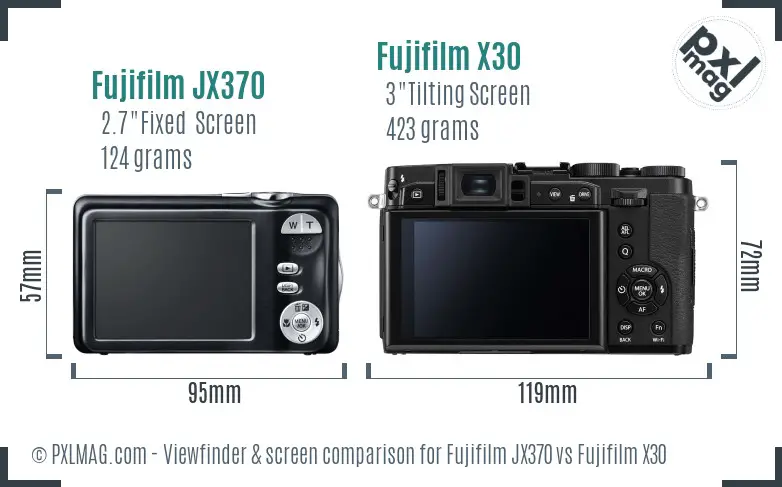 Fujifilm JX370 vs Fujifilm X30 Screen and Viewfinder comparison