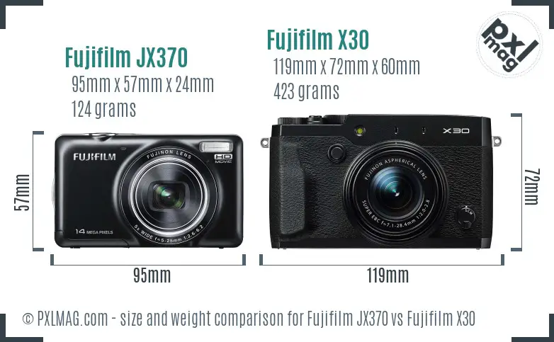 Fujifilm JX370 vs Fujifilm X30 size comparison