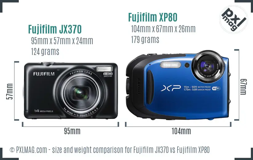 Fujifilm JX370 vs Fujifilm XP80 size comparison