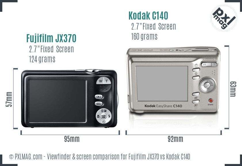 Fujifilm JX370 vs Kodak C140 Screen and Viewfinder comparison