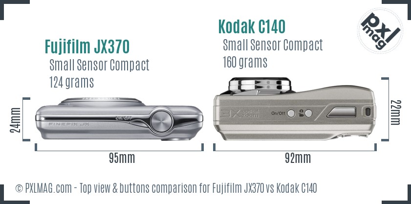 Fujifilm JX370 vs Kodak C140 top view buttons comparison