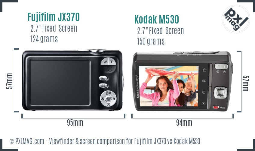 Fujifilm JX370 vs Kodak M530 Screen and Viewfinder comparison