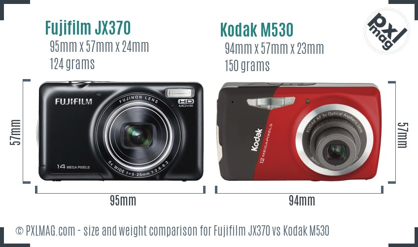 Fujifilm JX370 vs Kodak M530 size comparison