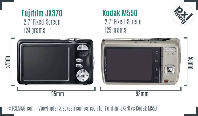 Fujifilm JX370 vs Kodak M550 Screen and Viewfinder comparison