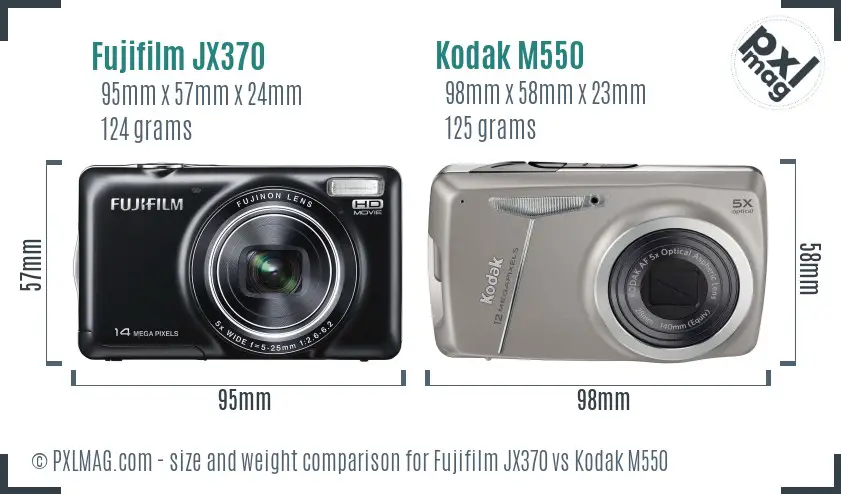 Fujifilm JX370 vs Kodak M550 size comparison