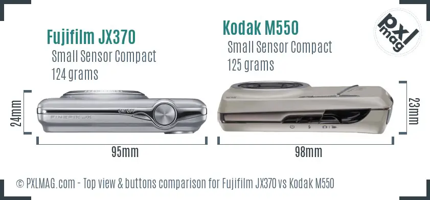 Fujifilm JX370 vs Kodak M550 top view buttons comparison