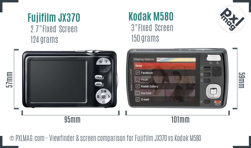 Fujifilm JX370 vs Kodak M580 Screen and Viewfinder comparison