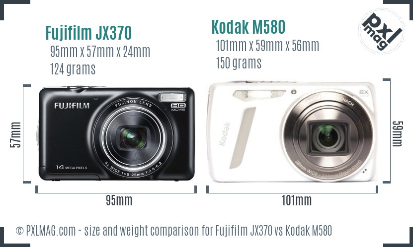 Fujifilm JX370 vs Kodak M580 size comparison