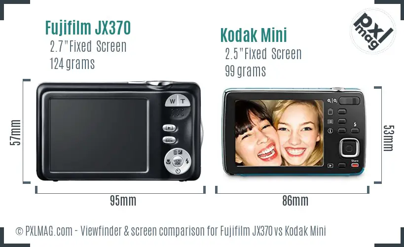 Fujifilm JX370 vs Kodak Mini Screen and Viewfinder comparison