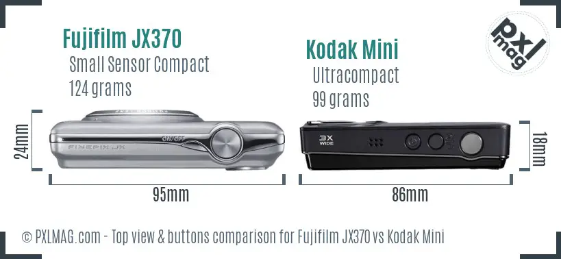 Fujifilm JX370 vs Kodak Mini top view buttons comparison