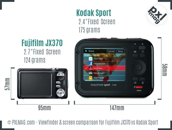 Fujifilm JX370 vs Kodak Sport Screen and Viewfinder comparison